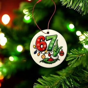 Festive Holiday Ornament with Red and Green Design - 67